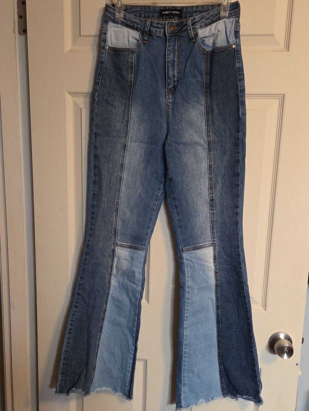 Almost Famous High-Rise Flared Patchwork Jeans Size 7